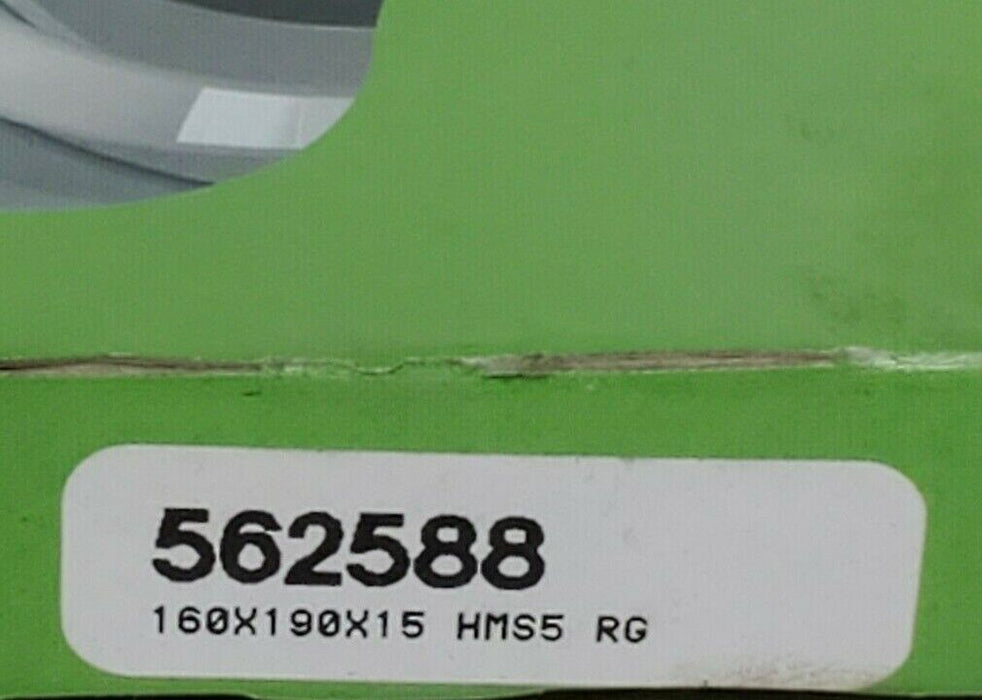 NIB SKF 562588 OIL SEAL 160MM ID 190MM OD 15MM WIDTH SINGLE LIP