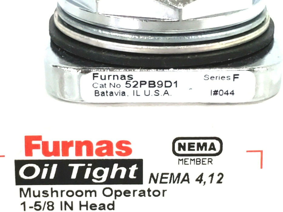 NIB FURNAS 52PB9D1 OIL TIGHT MUSHROOM OPERATOR 1-5/8'' HEAD BLACK SER. F