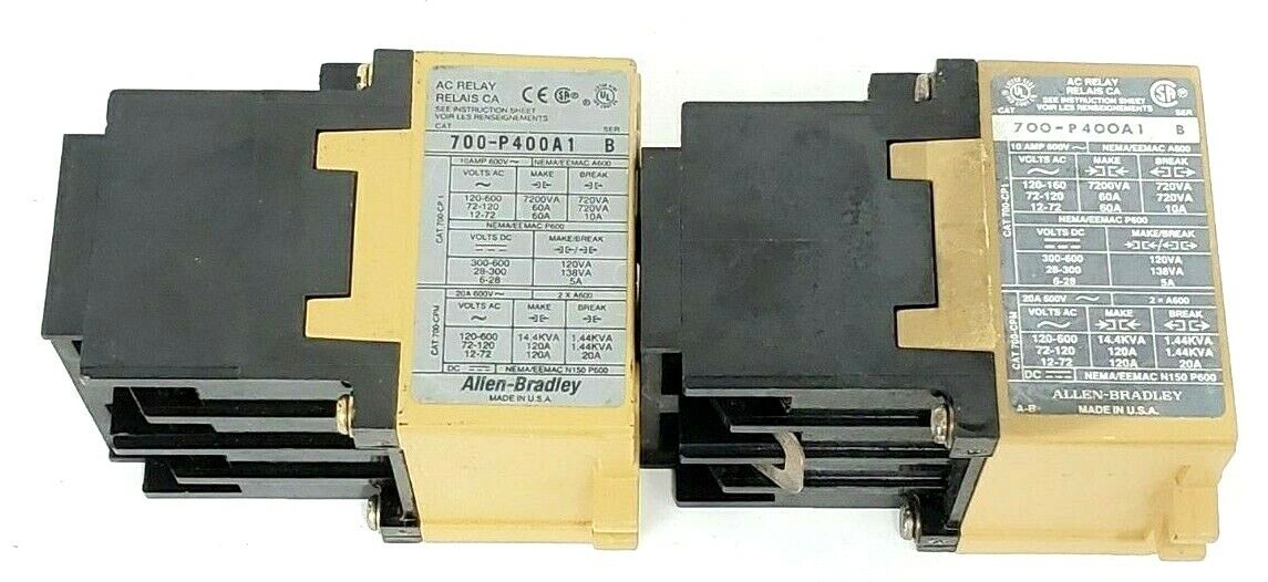 LOT OF 2 ALLEN BRADLEY 700-P400A1 SER. B RELAYS 700P400A1
