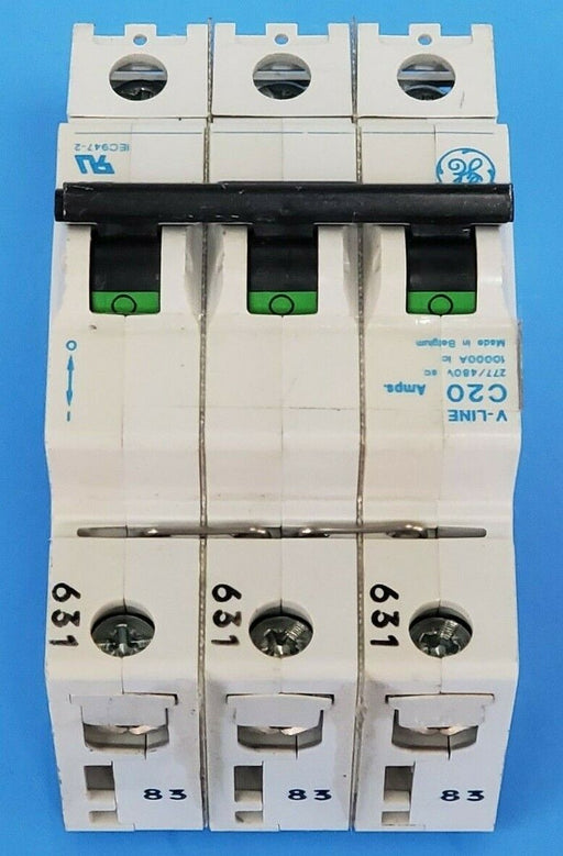 GENERAL ELECTRIC V07320 CIRCUIT BREAKER V-LINE 20AMP 3P 277/480V C-CURVE C20