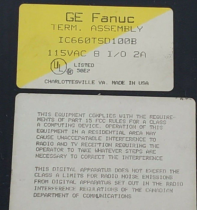 GE FANUC IC660TSD100B TERM. ASSEMBLY 115VAC (MISSING 4 SCREWS)