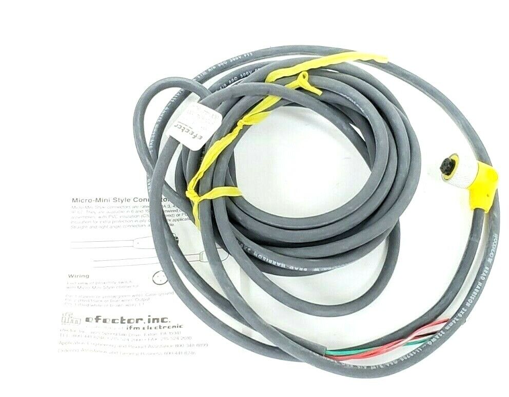 NEW IFM EFECTOR MICRO-AC-X/X-R0L-PUR-5M/W CORDSET CONNECTOR