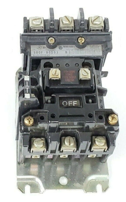 ALLEN BRADLEY 500F-BOD93 CONTACT STARTER SER. B, CB236 COIL (SMALL CRACK)