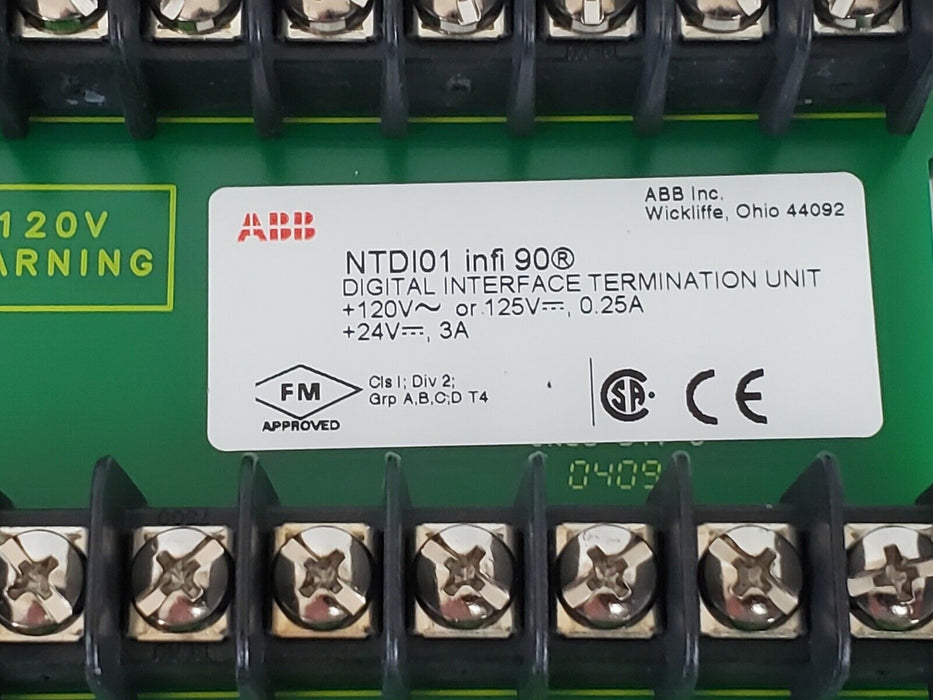 NIB ABB NTDI-01 INTERFACE BOARD 6632113A1 NTD101 INFI 90 6632112L1