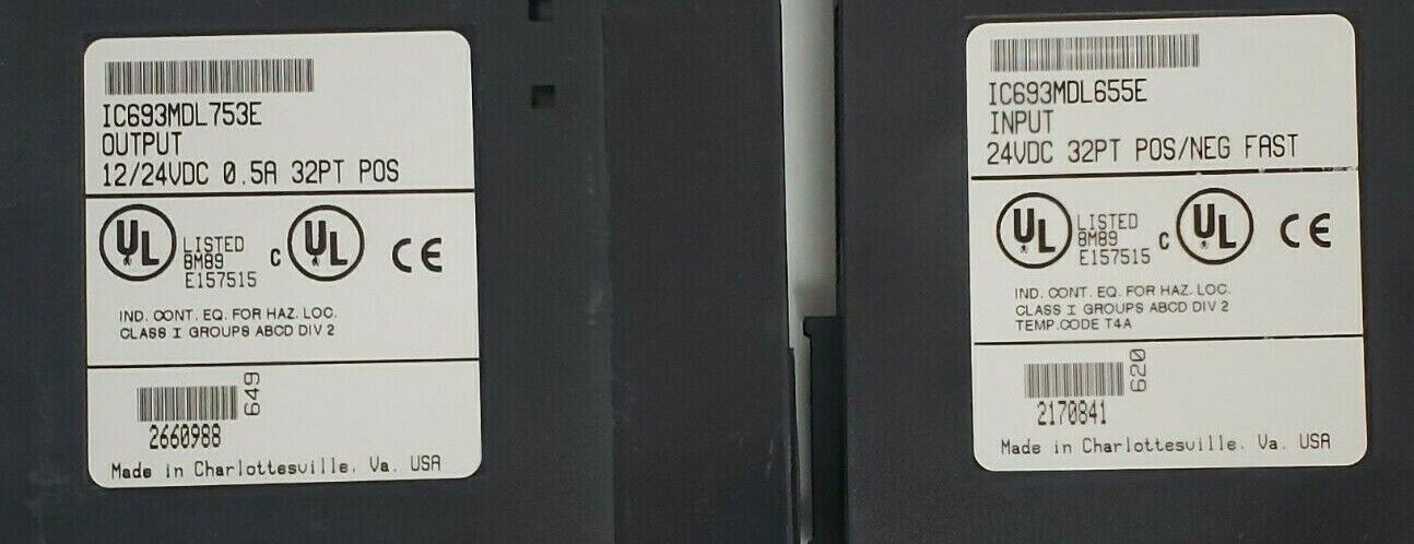 LOT OF 2 GE FANUC I/O MODULES IC693MDL655E & IC693MDL753E