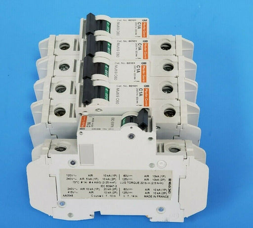 LOT OF 5 MERLIN GERIN 60101 CIRCUIT BREAKERS C1A, 240V, MULTI 9 C60