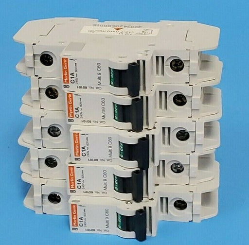 LOT OF 5 MERLIN GERIN 60101 CIRCUIT BREAKERS C1A, 240V, MULTI 9 C60