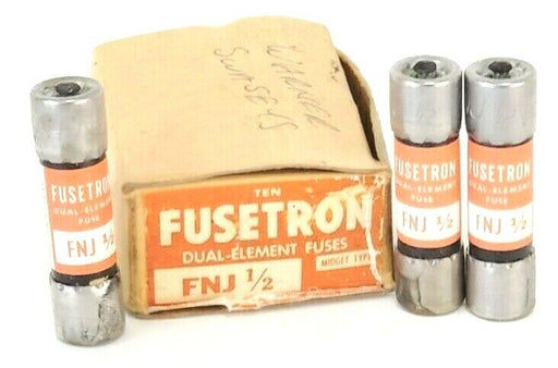 BOX OF 3 NEW COOPER BUSSMANN FNJ 1/2 FUSETRON DUAL-ELEMENT FUSES FNJ12