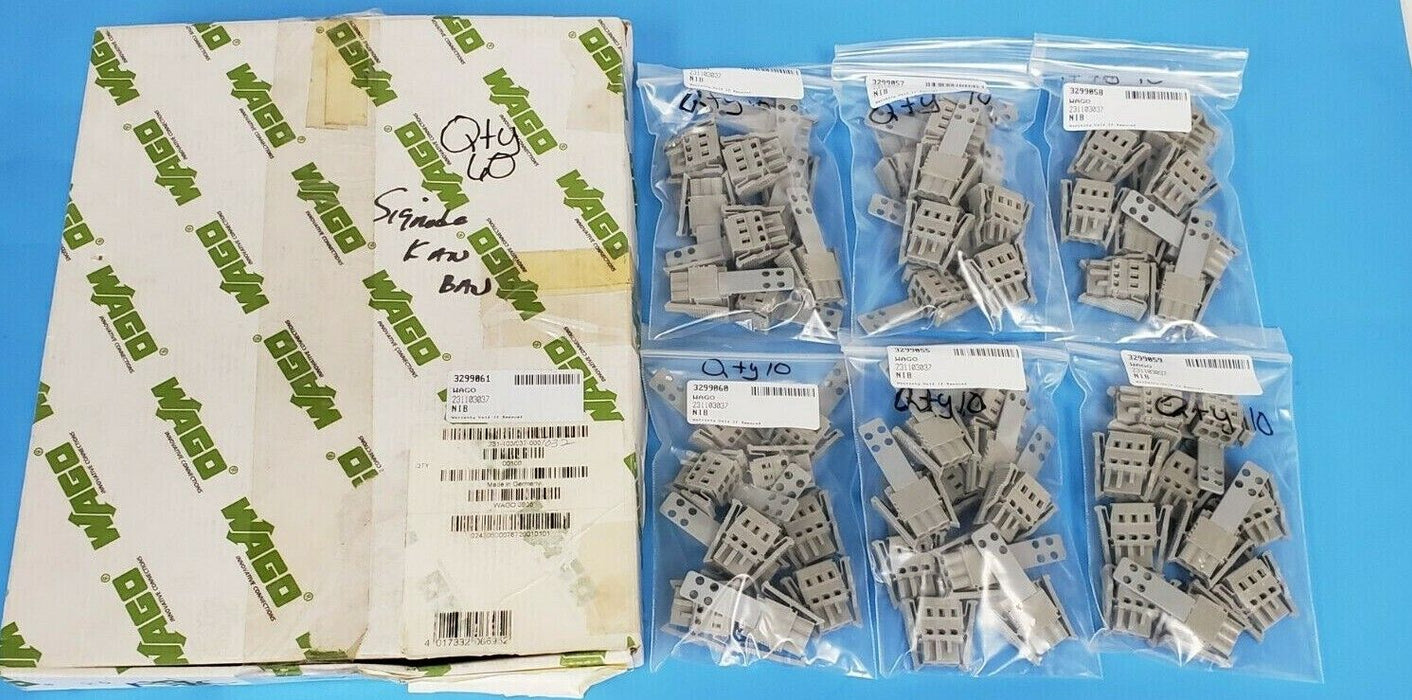 BOX OF 60 NEW WAGO 231-103/037-000 CONDUCTOR FEMALE PLUGGRAY 300V, 15A 231103037