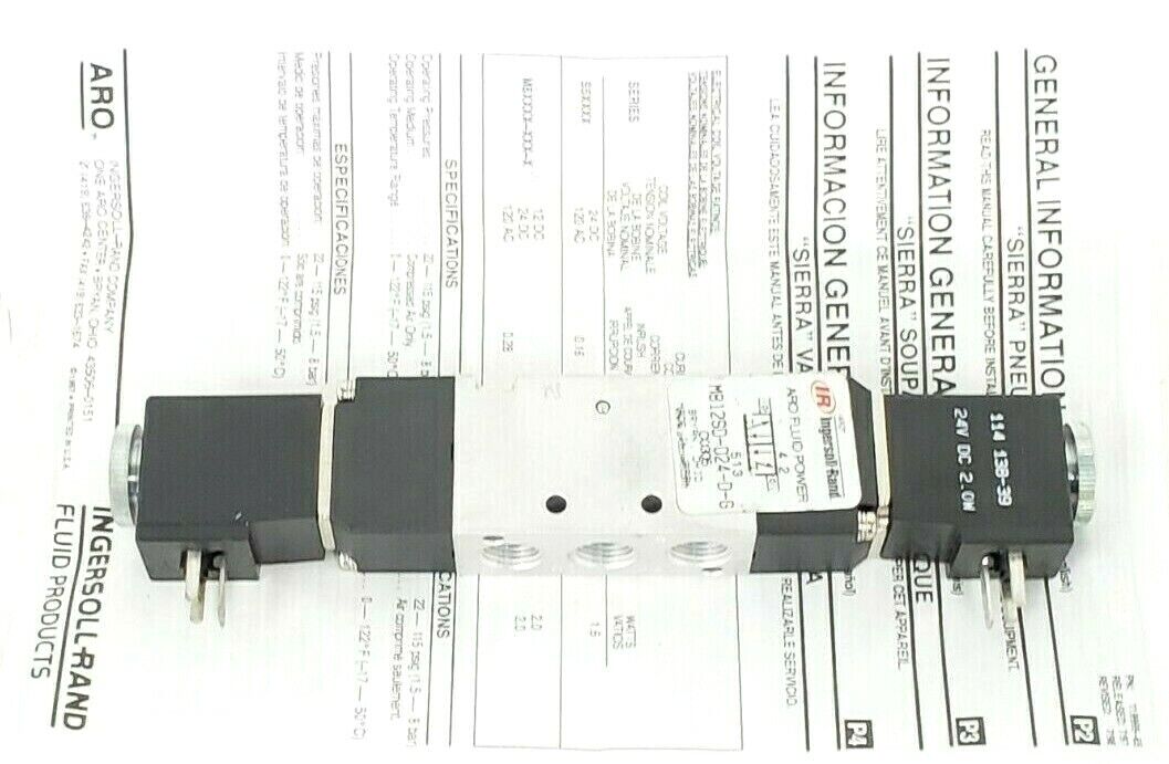 NEW ARO INGERSOLL RAND M812SD-024-D-G SOLENOID VALVE 114 138-39, 24V DC, 2.0W