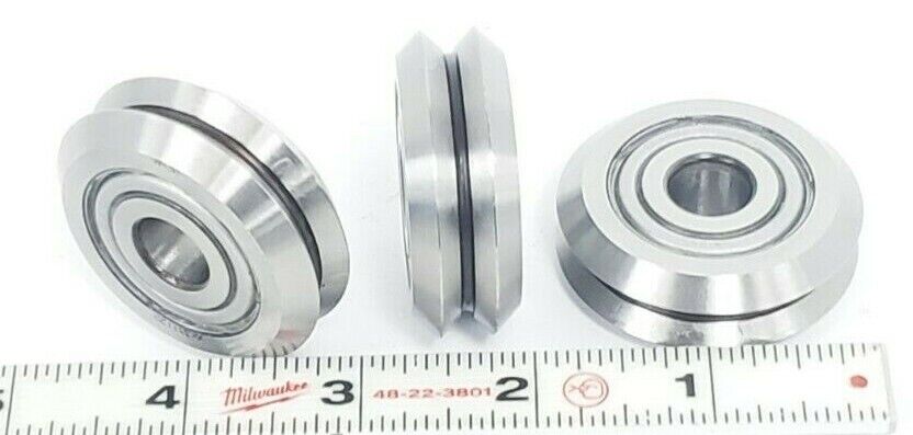 LOT OF 3 BISHOP WISECARVER X312 W3 DUAL-VEE ROLLER GUIDE WHEELS 54-0030