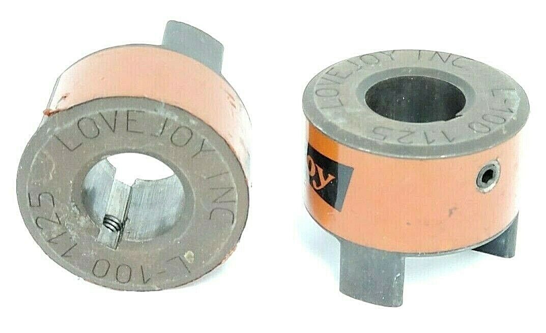 LOT OF 2 LOVEJOY L-100 1.125 BORE COUPLINGS L-100-1.125 W/ KEYWAY