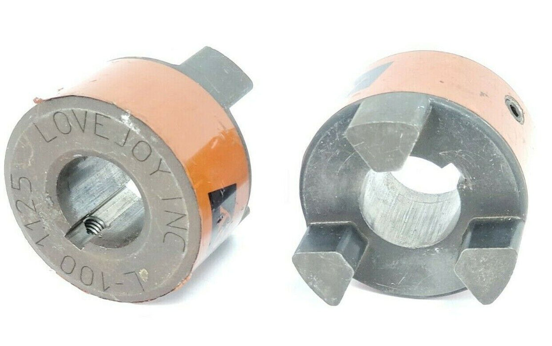 LOT OF 2 LOVEJOY L-100 1.125 BORE COUPLINGS L-100-1.125 W/ KEYWAY