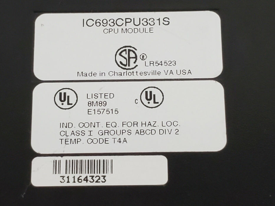 GE FANUC IC693CPU331S CPU MODULE (MISSING PLASTIC COVER)