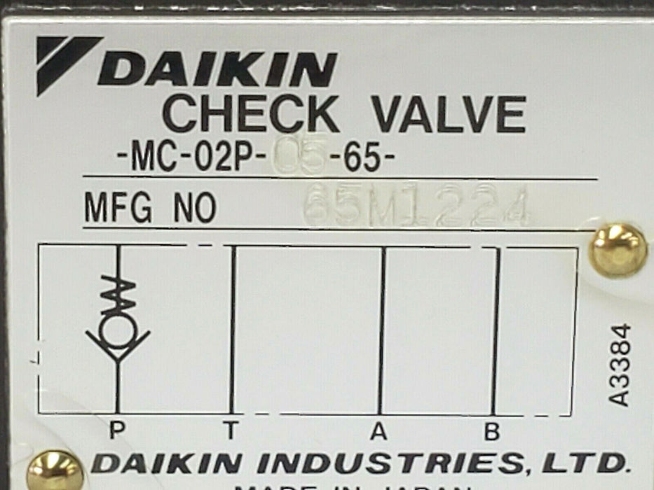 NEW DAIKIN MC-02P-05-65 CHECK VALVE 65M1224
