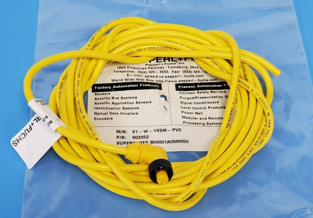 NEW PEPPERL+FUCHS M/N: V1-W-YE5M-PVC P/N: 903352 FEMALE CORDSET