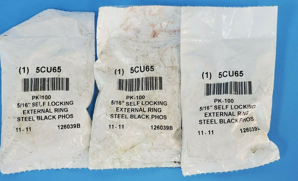 LOT OF 300 NEW GENERIC 5CU65 5/16" SELF LOCKING EXTERNAL RINGS 126039B