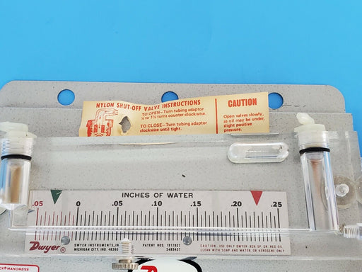 NEW DWYER CAT. NO. 215 INCLINED MANOMETER .05-0-.25 IN. WATER 684 (NO HOSE)