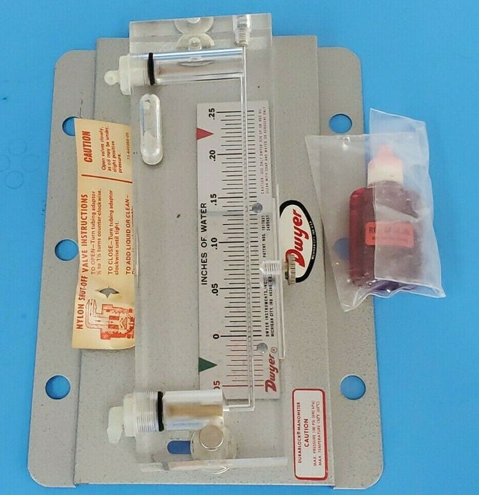 NEW DWYER CAT. NO. 215 INCLINED MANOMETER .05-0-.25 IN. WATER 684 (NO HOSE)