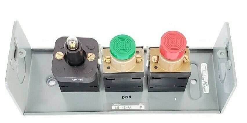 NEW ALLEN BRADLEY 800H-2HAR PUSHBUTTON STATION ASSEMBLY SER. M