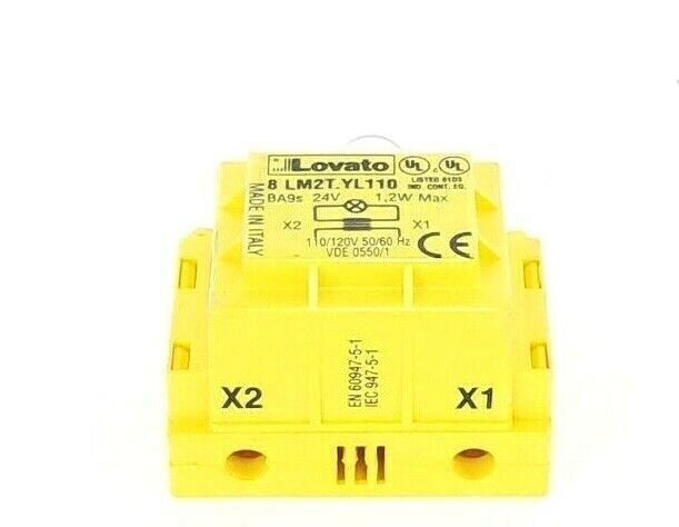 NIB LOVATO 8LM2TXL110 LAMPHOLDER C/W 110-120V TRANSFORMER, MOUNT ADAPTER & BULB