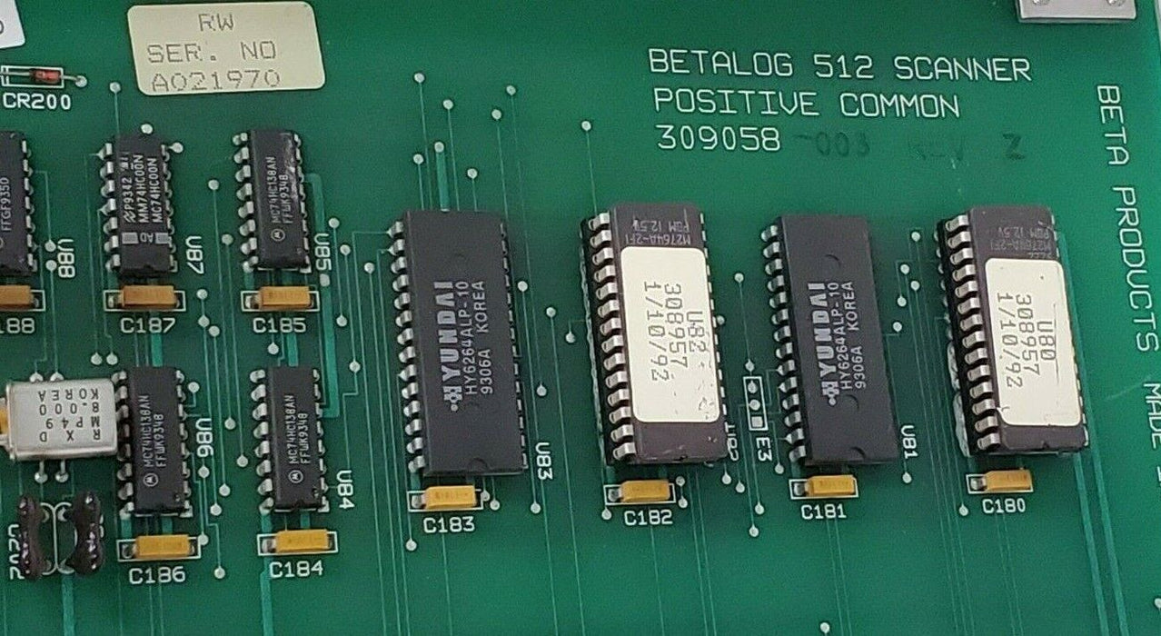 HATHAWAY BETA 309058-003 REV. Z BETALOG 512 SCANNER POSITIVE COMMON