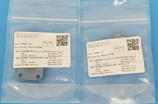 LOT OF 2 NEW DIAPHRAGM DIRECT DD03-GTFML DIAPHRAGMS 0.50'' DN8 DD03GTFML