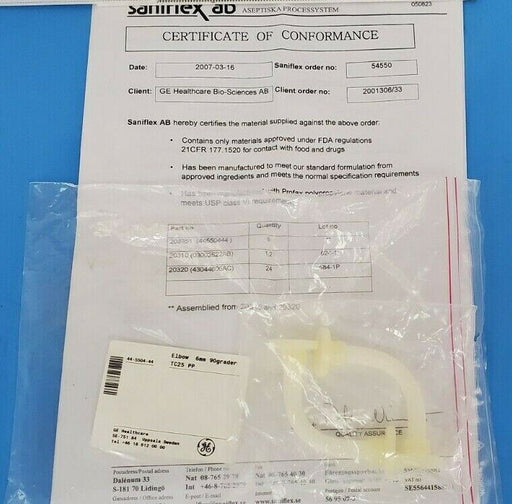 LOT OF 2 NEW GE HEALTHCARE 44-5504-44 ELBOWS 6MM 90DEG. TC25 PP