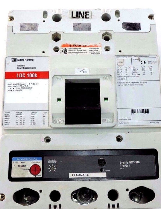CUTLER HAMMER LDC3600FK01P05Y01 CIRCUIT BREAKER LDC100K W/ LES3600LS TRIP UNIT
