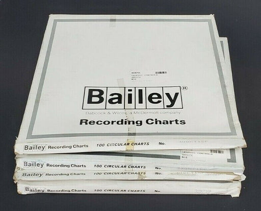 LOT OF 4 BOXES OF 100 NEW BAILEY 300KT15P RECORDING CHARTS 11.125" 24H 00048256
