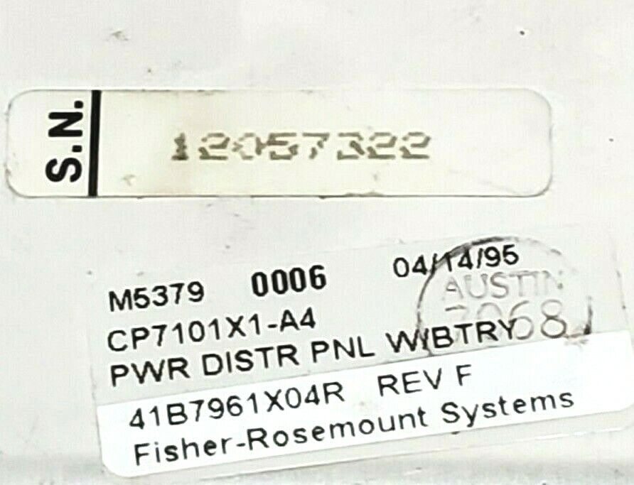 FISHER ROSEMOUNT 41B7961X04R UNIT FROM CP7101X1-A4 POWER DISTRIBUTION PANEL