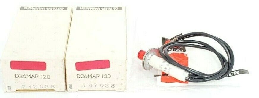 LOT OF 2 NIB CUTLER-HAMMER D26MAP-120 RELAY INDICATING LAMPS, 120VAC, D26MAP120
