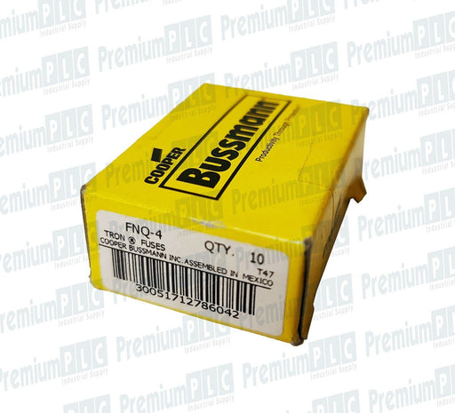BOX OF 10 COOPER BUSSMANN FNQ-4 TRON FUSES CLASS MIDGET 4AMP 500V ATQ4 NIB