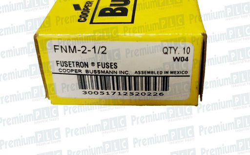 BOX OF 10 COOPER BUSSMANN FNM-2-1/2 CLASS MIDGET FUSES  2-1/2A 250V FNM212 NIB