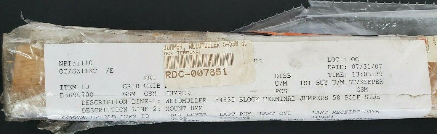 LOT OF 10 NEW WEIDMULLER 54350 TERMINAL BLOCK JUMPERS 58-POLE ANGLED 0545300000