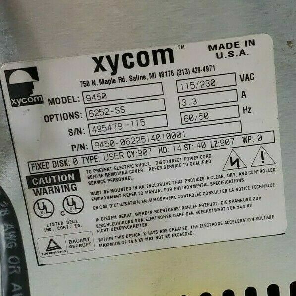 XYCOM VITEC MODEL 9450 OPERATOR PANEL 9450-0622514010001 14HC4AAZ 02-0278 6252SS