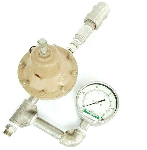 CASHCO TYPE D 10-40PSI REGULATOR VALVE ASSY W/ 0-100PSI GAUGE & QT8-316 FITTING