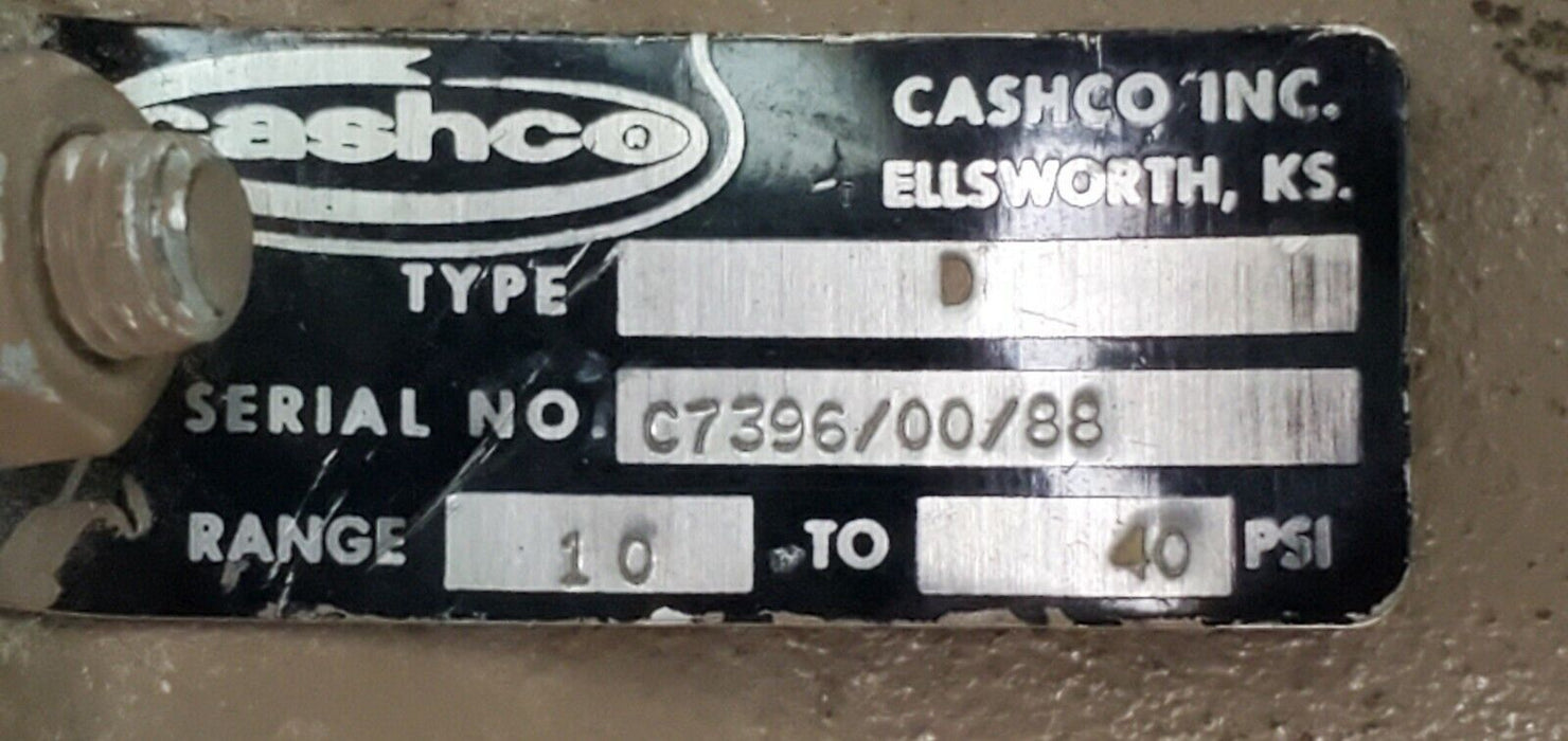CASHCO TYPE D 10-40PSI REGULATOR VALVE ASSY W/ 0-100PSI GAUGE & QT8-316 FITTING