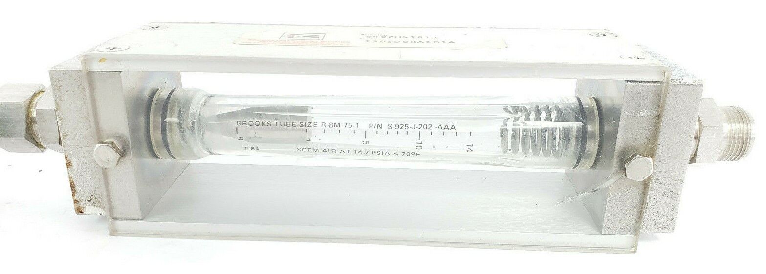 BROOKS 1305D08A1B1A FLOW METER 1-14 SCFM AIR R-8M-75-1 S-925-J-202-AAA