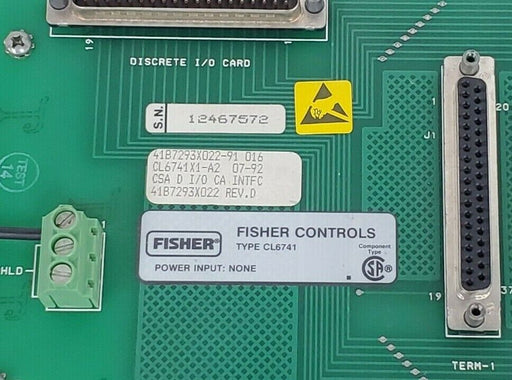 FISHER CL6741X1-A2 I/O CABLE INTERFACE PANEL 41B6041 CL6741 41B7293X022-91