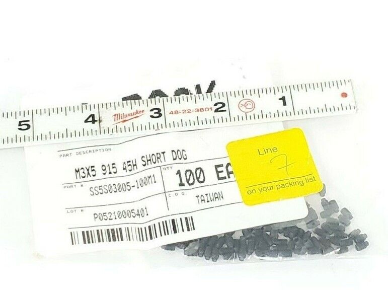 PACK OF 100 NEW GENERIC SS5S03005-100M1 M3X5 915 45H SHORT DOG POINT SET SCREWS