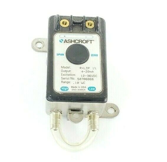 ASHCROFT RXLDP 1% PRESSURE TRANSMITTER 4-20mA, 12-36VDC, 0.10"WC RANGE