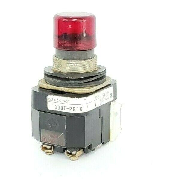 ALLEN BRADLEY 800T-PB16 SER. N RED PUSHBUTTON W/ COIL, CONTACT BLOCK, NO COLLAR