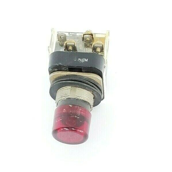 ALLEN BRADLEY 800T-PB16 SER. N RED PUSHBUTTON W/ COIL, CONTACT BLOCK, NO COLLAR