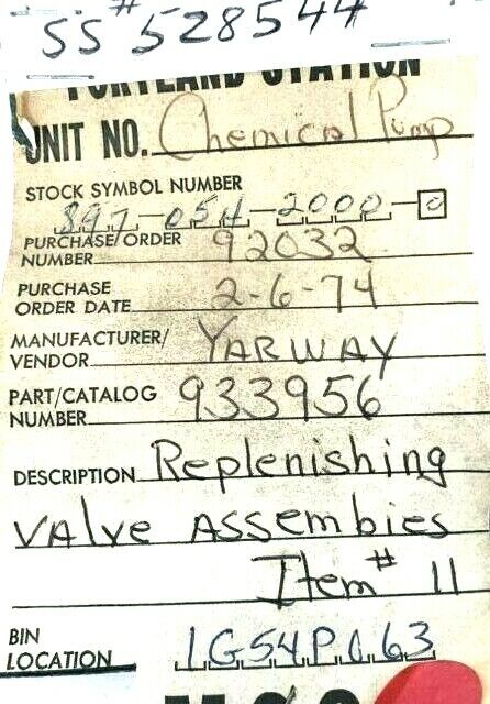 LOT OF 3 NEW YARWAY 933956 REPLENISHING VALVE ASSEMBLIES