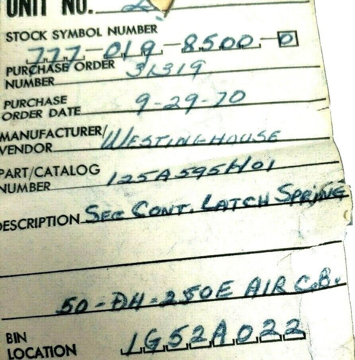 LOT OF 12 NEW WESTINGHOUSE 125A595H01 SECONDARY CONTACT SLIDE LATCH SPRINGS