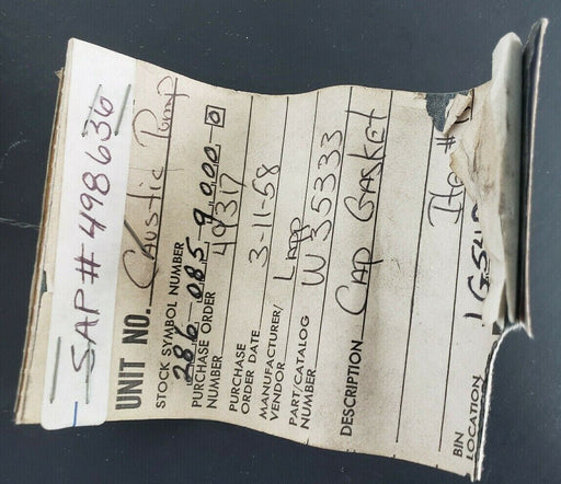 LOT OF 12 LAPP W-35333 CAUSTIC PUMP CAP GASKETS W35333