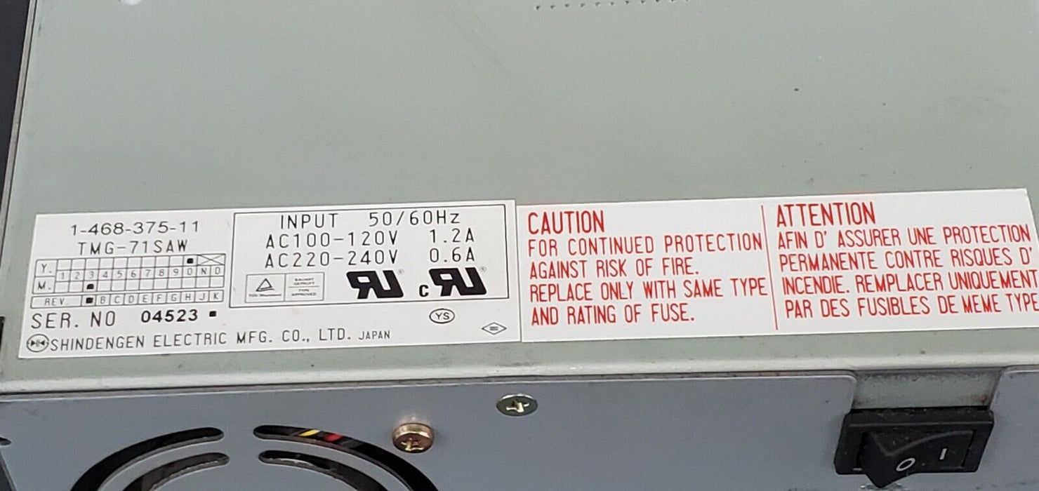 SHINDENGEN ELECTRIC TMG-71SAW POWER SUPPLY TMG71SAW, 1-468-375-11