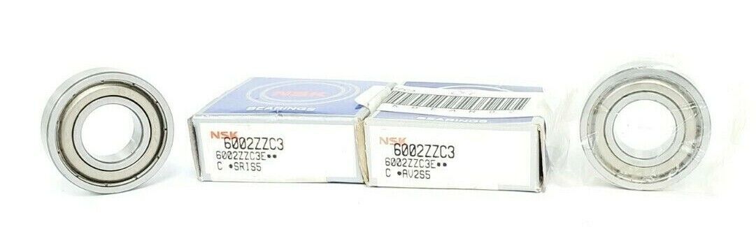 LOT OF 2 NIB NSK 6002ZZC3 SINGLE ROW DEEP GROOVE BALL BEARINGS 6002ZZC3E