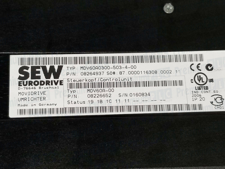 SEW MDV60A0300-503-4-00 MOVIDRIVE 08264937 MDX60A-00 18207944 MDX60A0300-503-4-0